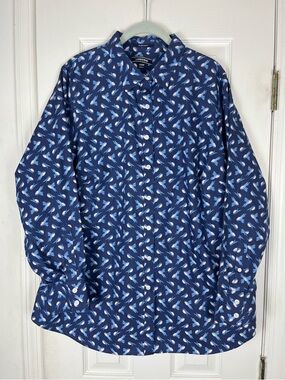 Lands’ End No Iron Supima Cotton Bluebird Long Sleeve Button Up Shirt 22W